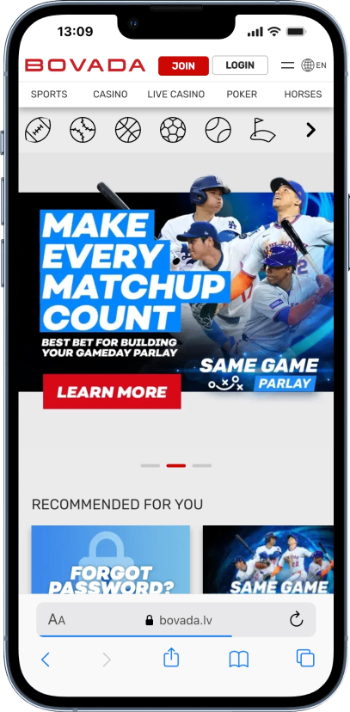 Bovada sports betting page